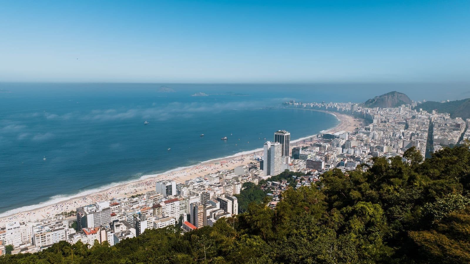 Mejores destinos de Brasil con vista aérea de Copacabana en Río de Janeiro